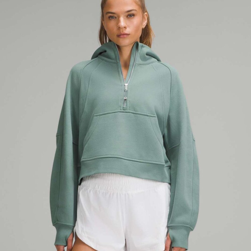 LULULEMON SCUBA OVERSIZED HALF ZIP HOODIE SZ M/L TIDEWATER TEAL